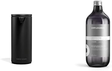 simplehuman Liquid Sensor Pump, 9 oz Automatic Soap Dispenser, Touchless Motion Sensor, Variable Dispense, Matte Black Stainless Steel with Lavender Liquid Hand Soap Refill