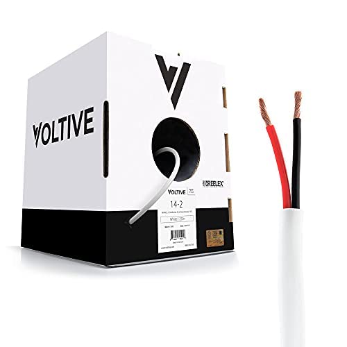 Voltive 14/2 Speaker Wire, in-Wall CL3 & Direct Burial, White, 250ft - 14AWG, 2 Conductors, Stranded Oxygen-Free Copper, UL Listed - V-1208-4