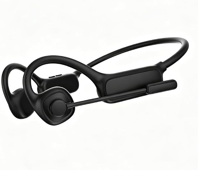 AYI Air Conduction Open Ear Headphones with 270° Rotating External Microphone Bluetooth Headset Smart ENC Call Noise Canceling Dual Device Pairing Ergonomic Fit for Office Driving Sports-Black