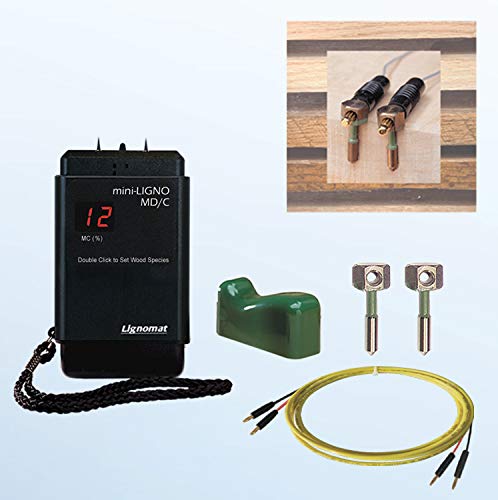 Lignomat M-11 Mini-Ligno MD/C in-Kiln Moisture Meter Detector – Precise Wood Moisture Measurement, Dual Calibration for Soft and Hard Wood, External Probe Compatible, 6' Teflon-Coated Cable