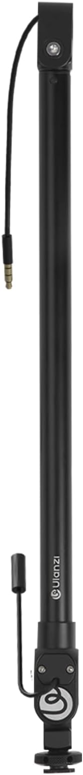 ULANZI ZJ08 Extendable Cold Shoe Mic Arm Pole with Built-in 3.5mm Audio Cable, 3 Section Aluminum Microphone Boom Pole for Cold Shoe Microphones, Angle Length Adjustable, 1KG Max Load
