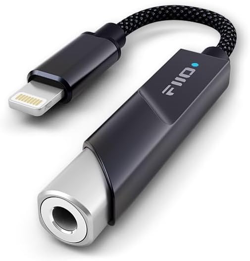 FiiO KA11 Lightning to 3.5mm Audio Adapter 32bit/384KHz, Lightning to 3.5mm USB Dongle HiFi DAC Amplifier for Android/iOS/Windows/Mac (Black, LT)
