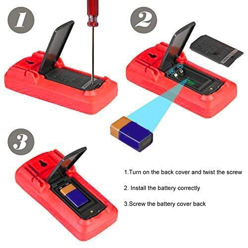 Auto Ranging Digital Multimeter TRMS 6000 with Battery Alligator Clips Test Leads AC/DC Voltage/Account,Voltage Alert, Amp/Ohm/Volt Multi Tester/Diode (Red)