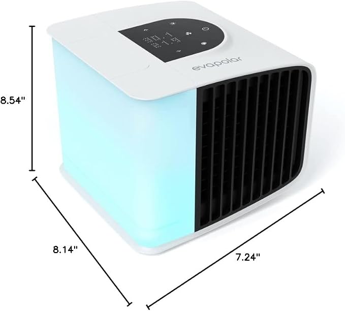 Cooling Fan for Desk and Camping - Portable Air Conditioners - Small Ice Fan for Tent - Mini Swamp Cooler - Evaporative Air Cooler, Evasmart White