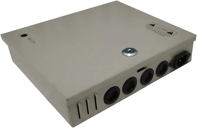 Yuarise 9 Channel/Port DC 12V 10 Amp Security Camera Power Supply Distribution with Metal Box for Security Cameras, IP Cameras, CCTV DVR Surveillance System, 9CH 10A