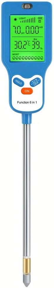 8-in-1 Soil Moisture Meter, Upgraded pH Tester with Backlit LCD, Digital Plant Monitor for Moisture, pH, Fertility, Light, Temp (℃/℉) & Humidity, for Garden, Farm & Indoor