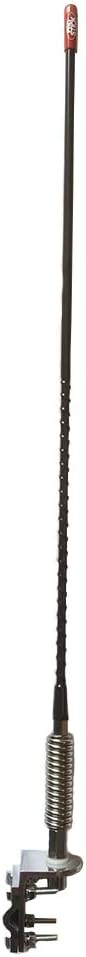 Prostick Fiberglass CB Antenna with Single Groove Mirror Mount & Stainless Steel Spring - 1000 Watt Durable Radio Antenna, Studs, Heavy Duty Springs – 2 Foot Antenna in Black Color