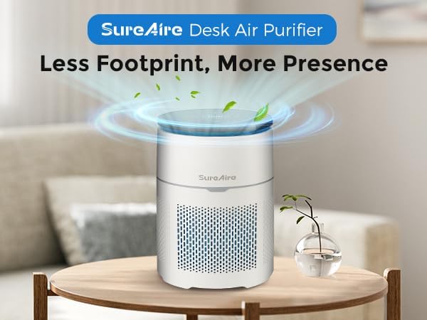 Desktop Air Purifier for Home Office, HEPA Filter for Smoke, Pet Hair - Auto Mode, Low-noise Sleep Mode, Adjustable Light, Compact Design
