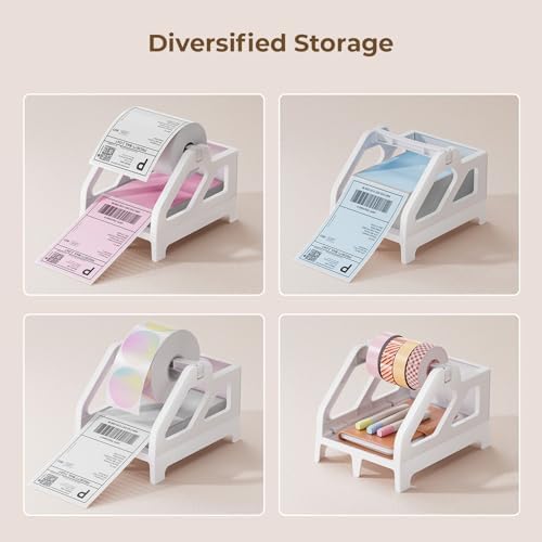 MUNBYN 130B Bluetooth Thermal Label Printer+2 Inch Circle Thermal Sticker Labels+White Label Holder