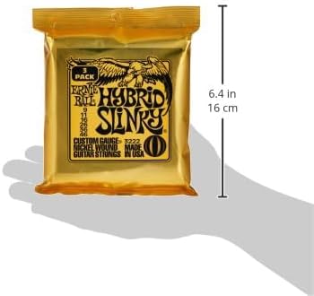 Ernie Ball Hybrid Slinky Nickel Wound Electric Guitar Strings 3-pack, 9-46 Gauge (P03222)