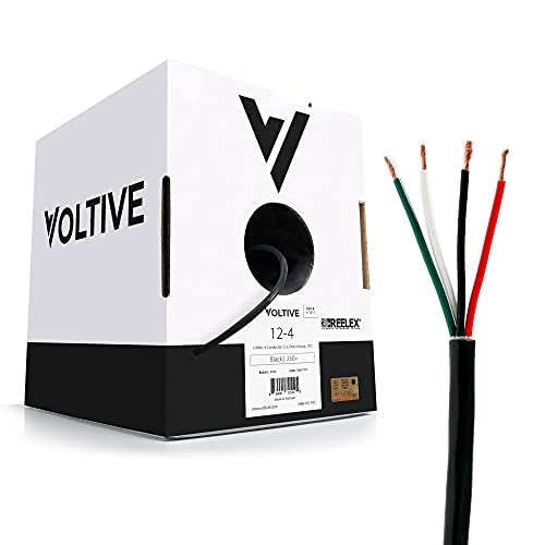 Voltive 12/4 Speaker Wire, in-Wall CL3 & Direct Burial, Black, 250ft - 12AWG, 4 Conductors, Stranded Oxygen-Free Copper, UL Listed - V-1207-3