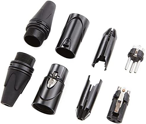 MFL. 3-Pin XLR Cable Connector Male and Female with Nickel Housing and Silver Contacts Mic Cable Plug Connector Audio Socket, Black, 10 Pairs