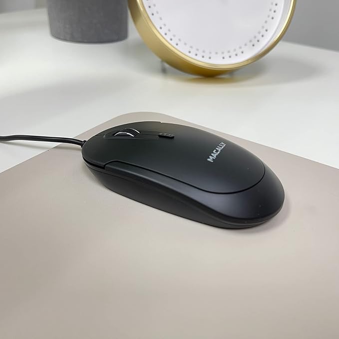 Macally Backlit Compact Keyboard and a Wired Computer Mouse, Sleek Black