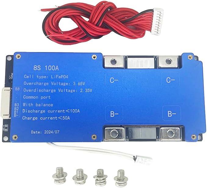 8S 100A DC24V BMS LiFePO4 Battery Balance Charge Board NTC Temperature Protection Equalizer