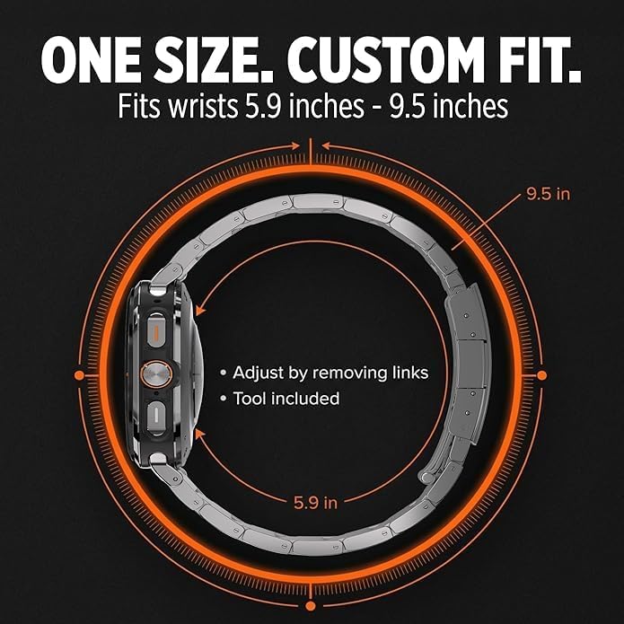 Ultra Supply Co. Titanium Band for Samsung Galaxy Watch Ultra 47mm – Galaxy Watch Ultra Metal Band with Folding Clasp, Scratch & Water-Resistant DLC Coating, Adjustable Smartwatch Bands