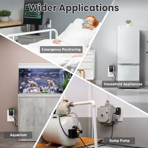 Power Failure Alarm WiFi, 2 Pack Smart Power Outage Alarm & App Notifications, Mini Size Freezer Alert & Loud 110dB & LED Indicator & Voltage Detection, Home Power Monitor for GFCI Trips, Sump Pump 
