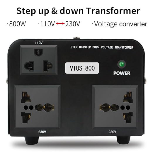 Yinleader 800W Voltage Converter Step Up 110V-120V to 220V-240V & Step Down 220V-240V to 110V-120V Power Transformer w/US Power Cord,Circuit Breaker Protection (VTUS-800)