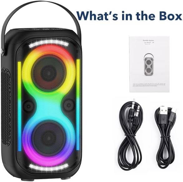 Bluetooth Speaker 160W Loud Wireless Outdoor Portable Big Powerful Deep Bass Sound TWS Large Home Party Speakers with Subwoofer LED Lights(Black)