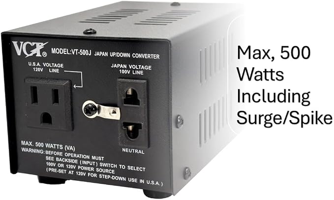 VCT VT-500J - Japanese Step Up/Down Voltage Transformer Converts Japan 100 Volts To 110V OR Vice Versa - 500 Watt