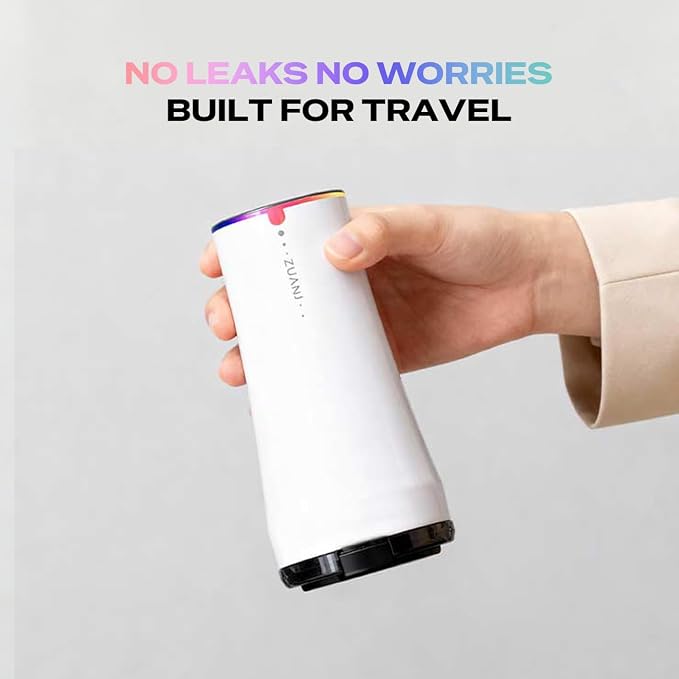 ZUANJ® Self-Stirring on the go Coffee Mug Travel Tumbler 13.5oz Automatic Magnetic Mixing LED Temperature Indicator IP67 Waterproof Keeps Hot 3Hrs & Cold 9Hrs USB-C Rechargeable Tea Protein Shakes