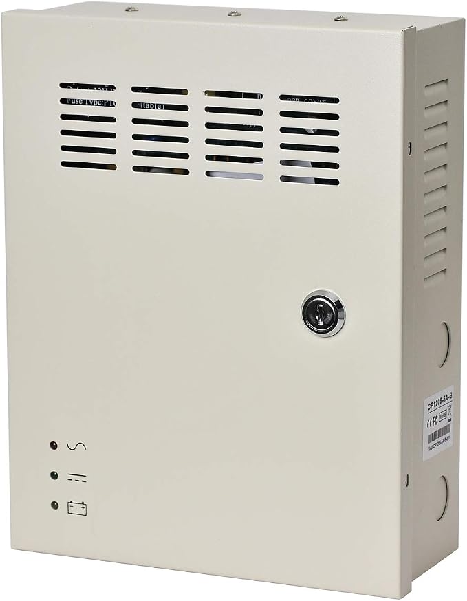 EVERSECU 9 Channel 12V 5Amp DC Metal Boxed Cabinet Regulated UPS Power Supply Unit with Backup Battery Link for Burglar Alarms CCTV Cameras PTZ Access Control (Battery Not Included)