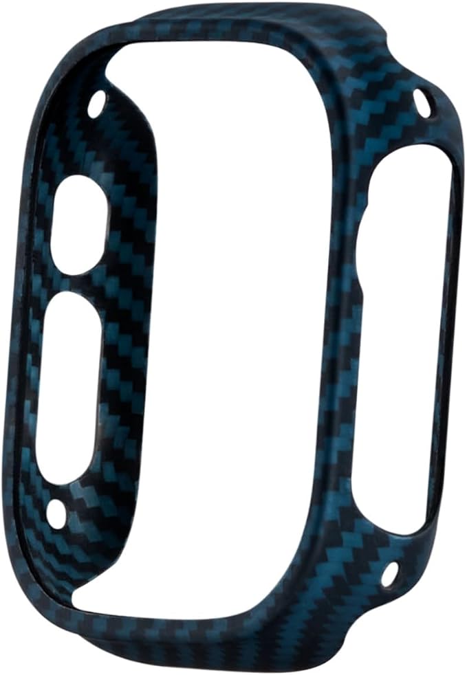PITAKA Air Case for Apple Watch Series 9/8/7, 45mm, Exquisite Minimalist Slim Apple Watch Case - Aramid Fiber Made, Black/Blue(Twill)