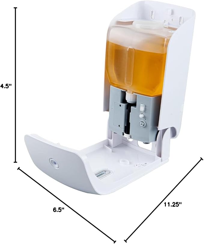 Restaurantware Clean Tek Professional 33.4 Ounce Automated Soap Dispenser 1 Touchless Wall-Mountable Soap Dispenser - Security Key White Plastic Soap Dispenser Transparent For Liquid Soap