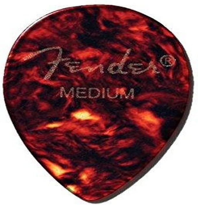 Fender Classic Celluloid Guitar Picks 358 Shape, Guitar Accessories, Tortoise Shell, Medium, 72-Pack