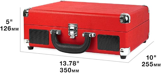 Victrola Journey Bluetooth Portable Suitcase Record Player – with Built-in Speakers, 3 Speed Vinyl Record Player, RCA Out, Headphone Jack (Turquoise)