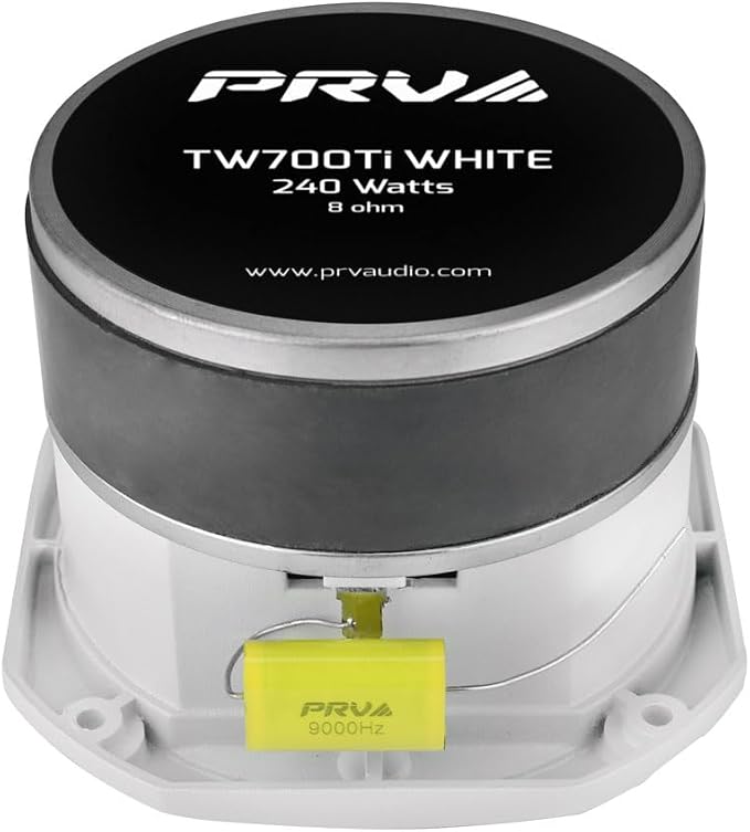 PRV AUDIO TW700Ti White 4 Inch Titanium Bullet Tweeter 240 Watts, 8 Ohm Super Tweeter, Built-in Capacitor Pro Audio High Frequency Driver (2 Tweeters)