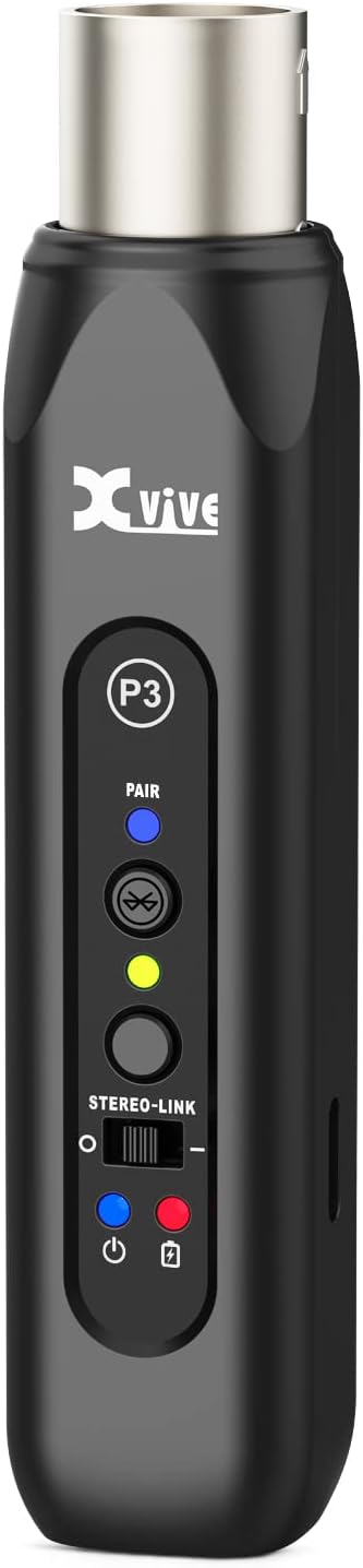 Xvive P3 Wireless XLR Bluetooth Receiver, Bluetooth Adapter for Speakers, Audio Mixer, PA Systems, DJ Systems,Rechargeable