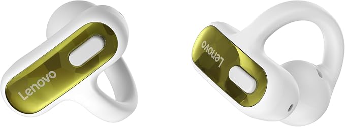 Lenovo Open Ear Clip On Earbuds X500 Bluetooth 6.0 Wireless Earbuds with 11 mm Drivers, Open Ear Ergonomic Design, Dual Device Connectivity, Built in Mic, Fast Charge, White