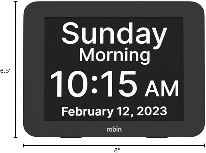 Robin Day Clock 2026 for Seniors, 8" Large Digital Calendar Dementia Clock with Talking Function, Alarms, Easy-to-Read Display for Elderly, Day Date Time, Medication Reminder, DST, Black