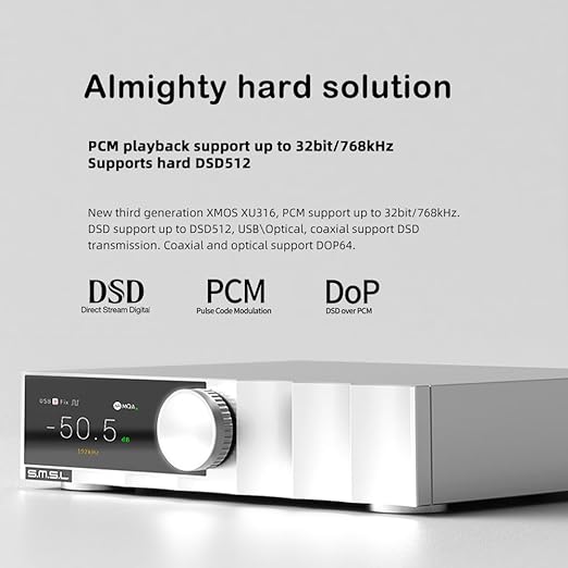 SMSL D200 Audio Decoder | USB/Optical/Coaxial/Bluetooth Input | MQA/MQA - CD Supported | ROHM BD34352EKV Chip | Compatible with Amplifiers/Headphone Amps/Phones/Computers