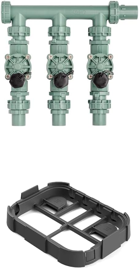 Bundle of Orbit 57253 3-Valve Heavy Duty Preassembled Manifold + Valve Box Platform for Orbit 12" Sprinkler Control Boxes