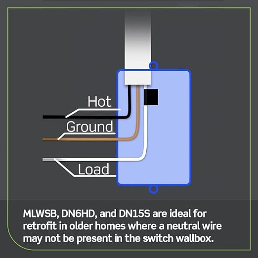 Leviton No-Neutral Decora Smart Dimmer Switch, Requires MLWSB Wi-Fi Bridge to Work with My Leviton, Alexa, Google Assistant, Apple Home/Siri & Wired or Wire-Free 3-Way, DN6HD-1RW, White