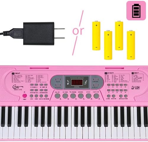 Keyboard Piano Lighted Keys for Beginner Adults Teens Kids, 61 Key Electronic Music Keyboard with Teaching Modes Powered by USB or Battery with LCD Display Microphone Headphone Jack