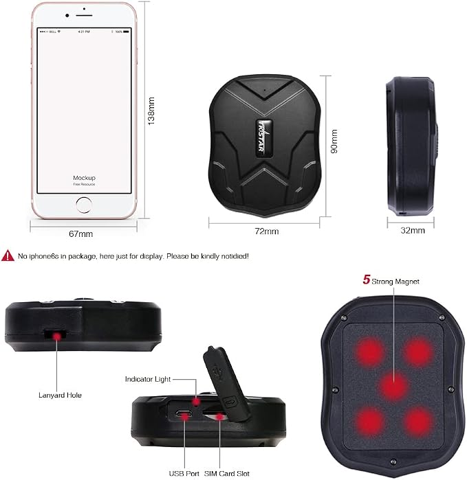 TKSTAR 4G GPS Tracker for Vehicles 10000mAh Magnetic Car GPS Tracker Locator Real-time Anti-Theft Tracking Device for Vehicles, Motorcycle, Trucks, Boats (4G TK905B)