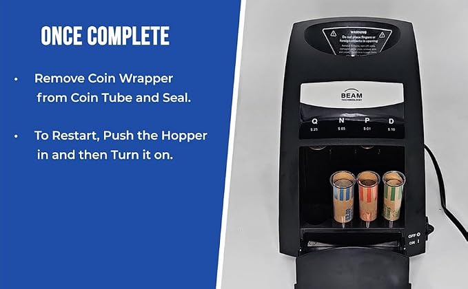 Electric Coin Sorter, 1 Row with Value Counting, Patented Anti-Jam Technology