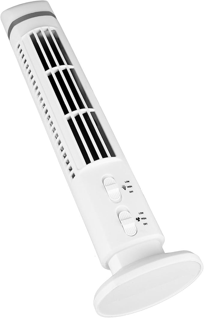 Portable Bladeless Tower Fan USB Desk Cooling Fan Quiet Night Light Air Circulator for Home Bedroom Office Sleep Aid Personal Space