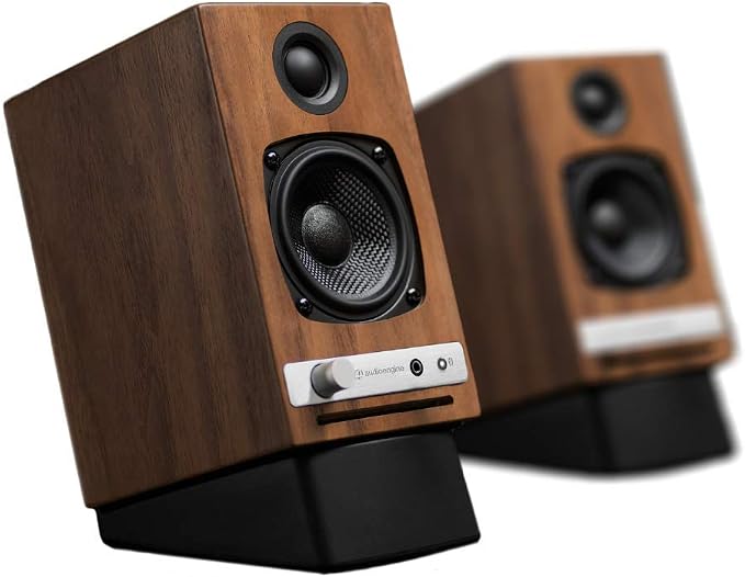 Audioengine DS1 Angled Desktop Speaker Stands – Isolation Speaker Stands for Computer Speakers and Bookshelf Speakers - Black