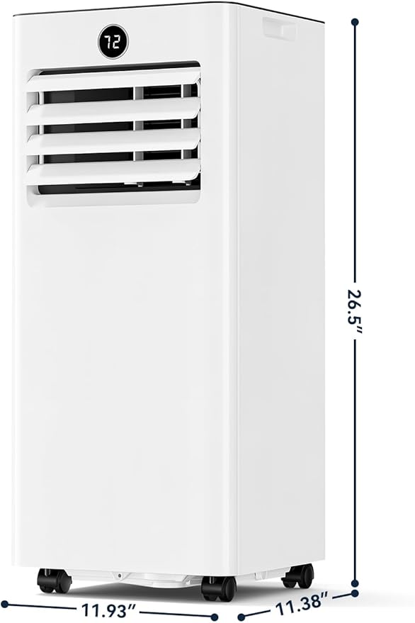 Quiet Portable Air Conditioner 8000 BTUs, Cools Rooms up to 350 Sq. Ft, Dehumidifier & Fan Mode, Sleep Mode, 24-Hour Timer, 26 ft Remote Control, 2026 Model, Window Kit 1-piece