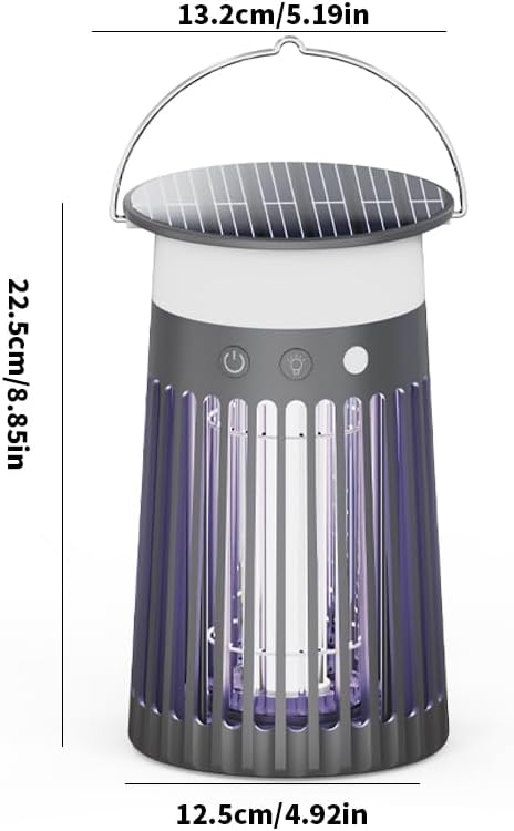 Solar Bug Zapper Outdoor & Indoor, 4200V Electric Mosquito Killer w 4000mah USB Rechargeable Battery, Fly Trap for Gnat, Fruit Fly, Moths, Portable Pest Control for Camping, Garden, Patio