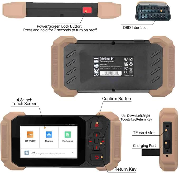 OBD2 Scanner Diagnostic Tool,THINKCAR THINKSCAN 641 Wireless Car scanner Diagnostic Tool,Auto Scan Tool ABS SRS Transmission Engine, 10 Resets Car Code Reader,CANFD & FCA,VIA Bluetooth,Lifetime Update