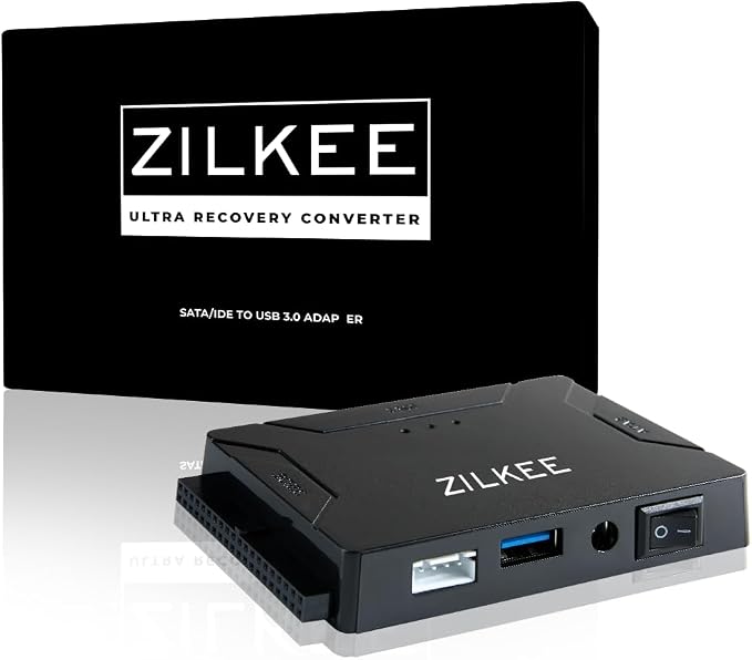 ZILKEE SATA/IDE to USB 3.0 Hard Drive Adapter - Universal Converter for 2.5”/3.5” IDE & SATA HDD/SSD, External Drive Reader with 12V Power Supply, Supports up to 6TB