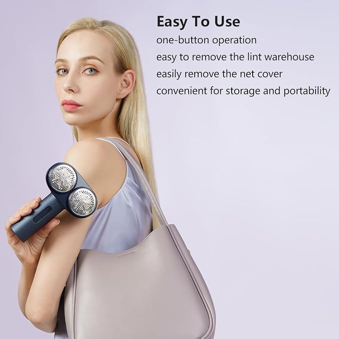 Nesugar Electric Professional Dual-Head Fabric Shaver and Lint Remover and Clothes Shavers with Green Light aided Identification, 3-Speeds (M5)