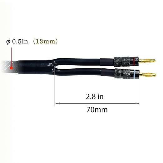Arklove 2pack 6ft feet 12awg Premium Heavy Duty Braided Wire Dual Banana to Banana Gold Plated Plug Speaker Cable OFC Oxygen-Free Copper