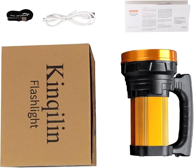 1800LM Rechargeable Spotlight 13600mAh Spotlight Flashlight 80H Long Lasting IP67 Waterproof 3 Modes Spot Light for Outdoor Camping Home Emergency