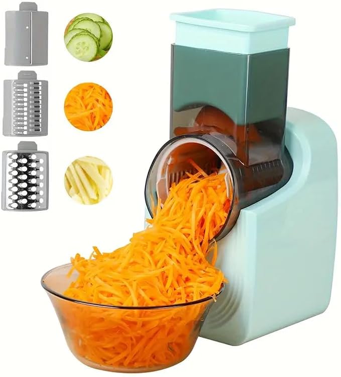 Electric Cheese Grater for Block Cheese,2025 Upgrade Electric Grater for Home Kitchen Use,3 Changeable Blades Salad Shooter Electric Slicer/Shredder for Vegetable Fruit Nuts White
