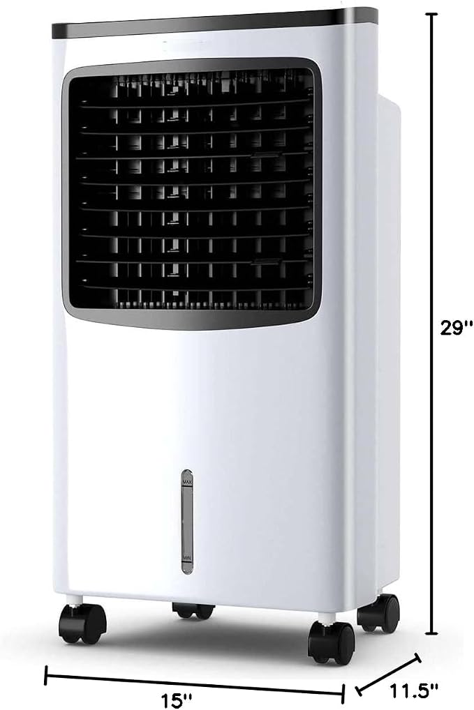 FANTASK Portable Air Cooler, Electric Air Cooling Machine with 3 Modes, 3 Speeds and Timer Function, Cooling Fan with Digital Display, Ice Crystal Box and Large Water Tank, Idea for Home Office